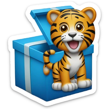 blue box with tonie written on it with a figure of a tiger on it
 sticker