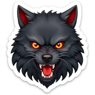 angry snarling black wolf with red eyes sticker