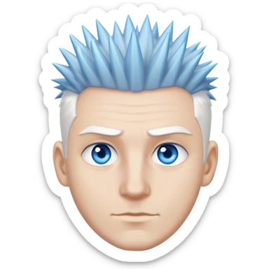 A man with blue eyes white spiked hair sticker