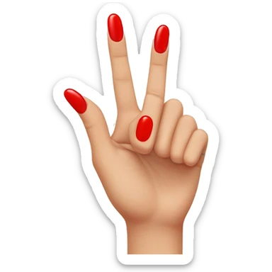 woman hand pointing middle finger, red nail varnish sticker