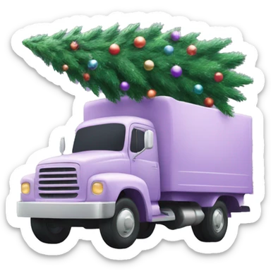 Pastel purple truck with Christmas tree sticker