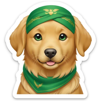 Golden Retriever with green bandana sticker