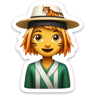 girl tiger wearing a hat made out of sushi sticker