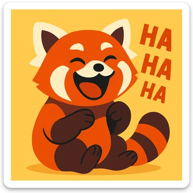 a red panda laughing, fun and expressive style sticker