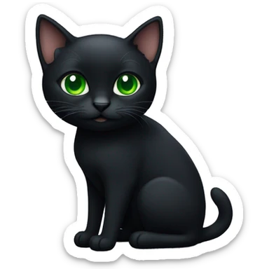 Black cat with green eyes sticker