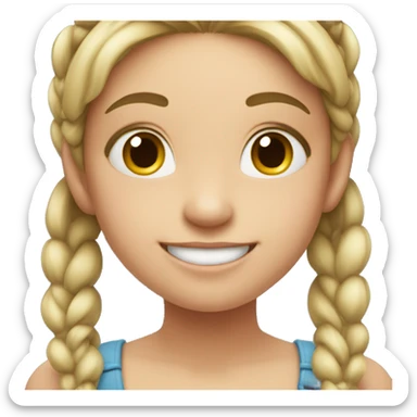 happy girl with a smile with pigtails sticker