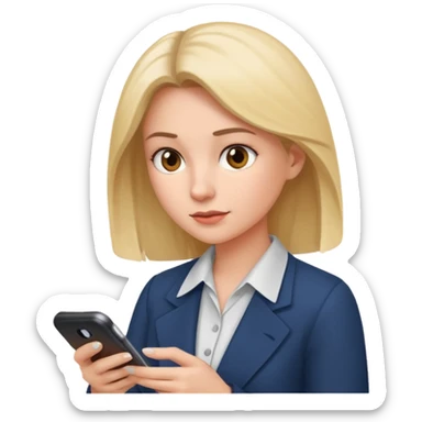 same woman but leaving documents and using the phone sticker