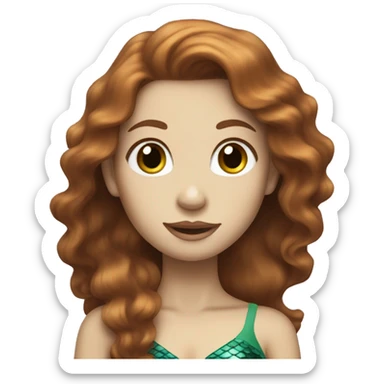 Pale mermaid with brown wavy hair and a green tail sticker