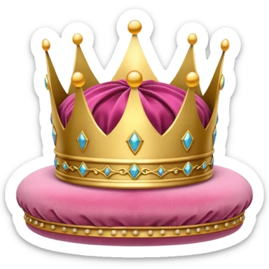 crown with a pink velvet cushion sticker
