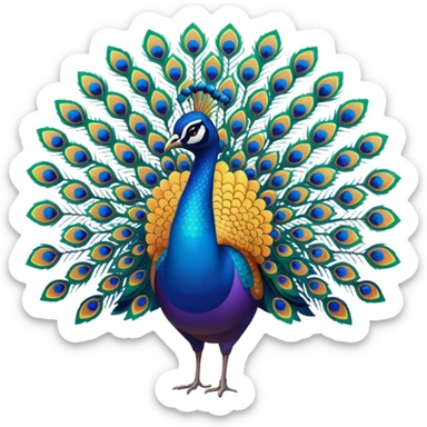 i want a peacock, multiple colors, relatively abstract, bright gradient. art deco style sticker