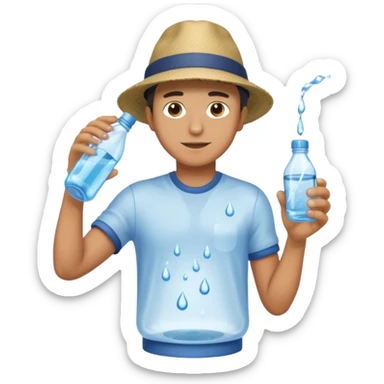 man full body emptying in the floor a bottle of water sticker