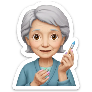 Kind Teacher – old woman, soft smile, holding chalk sticker