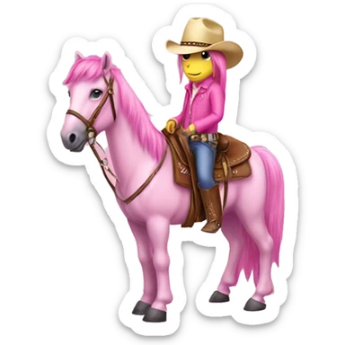 A pink pony with pink cowboy hat and clothes  sticker