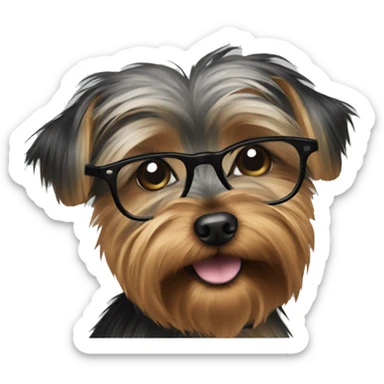 Yorkie wearing glasses sticker