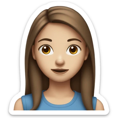 A girl with blue eyes and straight brown hair sticker