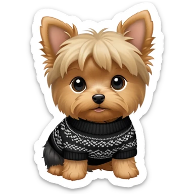 Yorkie puppy wearing clothes sticker