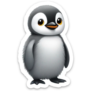 Fuzzy gray baby penguin sticker