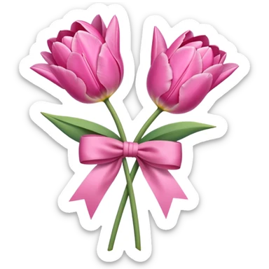 Pink tulips with a bow sticker