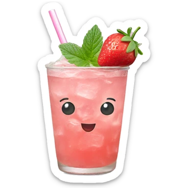 Pastel pink mojito strawberry  sticker
