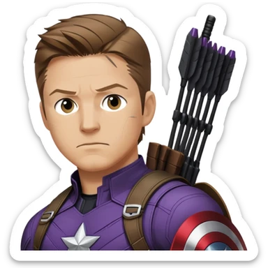 hawkeye clint barton portrait marvel, brown hair from captain america: civil war sticker