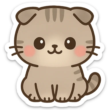 kawaii scottish fold kitten sitting, twitter style emoji sticker