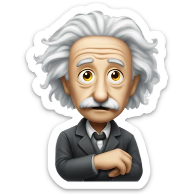 albert einstein with vawing hand sticker