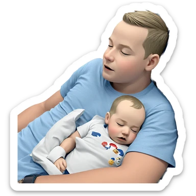 sleeping boys in blue shirt sticker