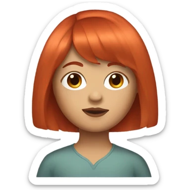 a girl with short red hair with curtain bangs sticker