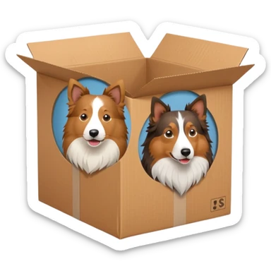 Shetland sheepdog and American shepherd in a box sticker