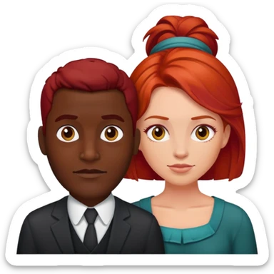 Pareja hombre moreno y mujer pelirroja  sticker