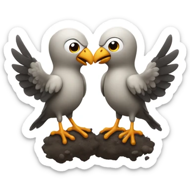 Two stinky smelly birds holding hands sticker