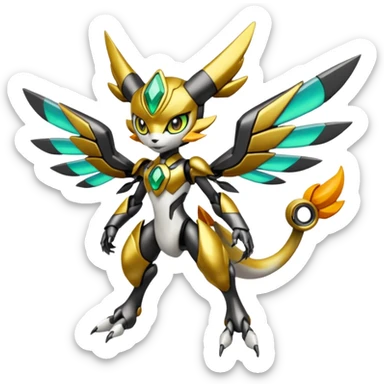 Futuristic Meloetta-Wargreymon-Trico-Pokémon-Digimon-Fakémon-fusion-hybrid-creature sticker