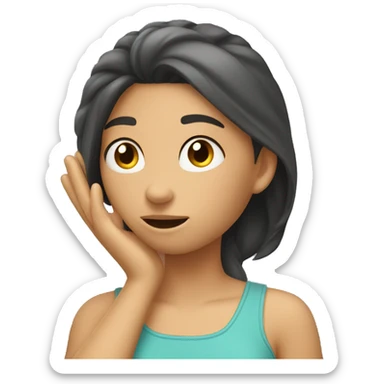 girl scratching head acting shy sticker