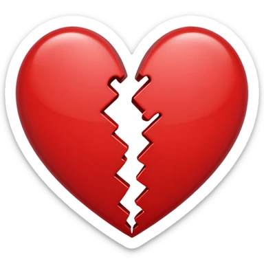 heart broken in half red sticker