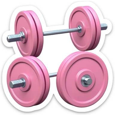 Pastel pink barbell with matching weight plates, minimal backdrop sticker