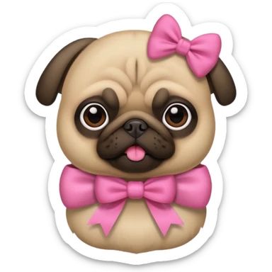 Pug fofo com láço rosa sticker