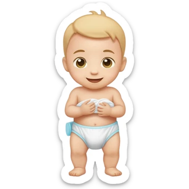 baby standing in a diaper, classic emoji look sticker