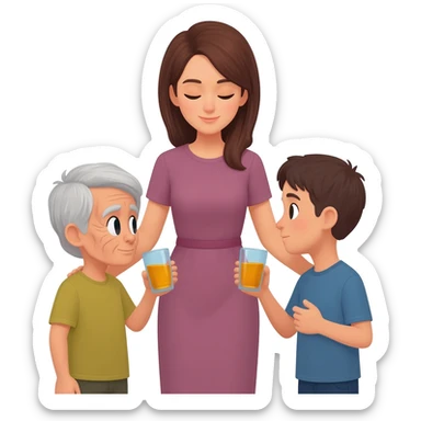 A woman emojie that looks after her old brothers while they are drinking sticker