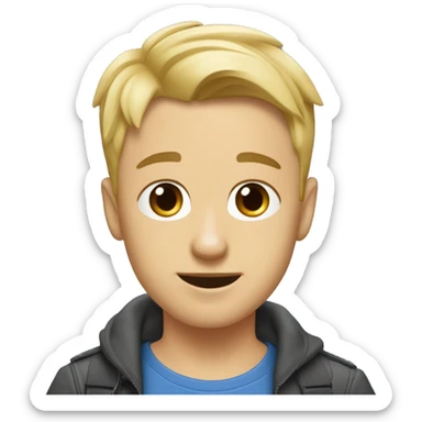 garçon blondyeux bleus  câlin a un malinois sticker