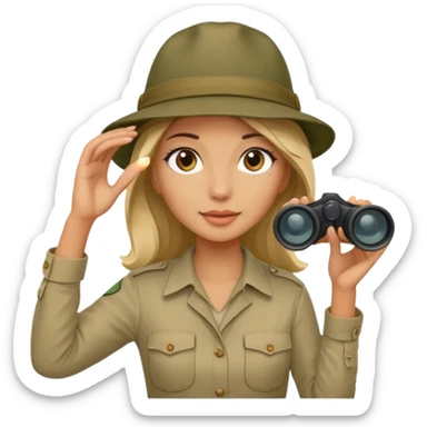 Woman + binoculars,Jungle Explorers. sticker
