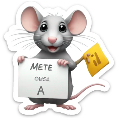 A rat holds a sign with the inscription: HEHE sticker