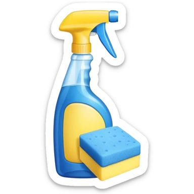 cleaning supplies with spray bottle and sponge sticker