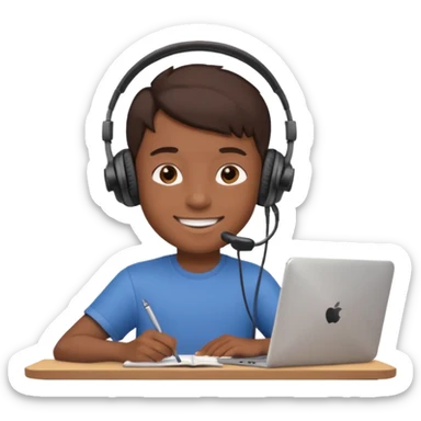 a boy attainting a Online Classes happily  sticker