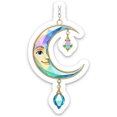 Hanging crystal crescent moon suncatcher  sticker