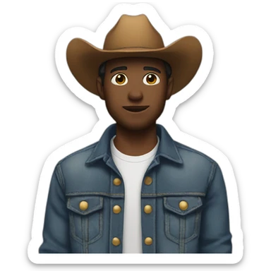 Cowboy wearing Jean jacket and flannel shirt  sticker