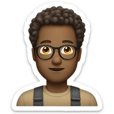 Man with big cheeks glasses round and Brown hair but not curly sticker