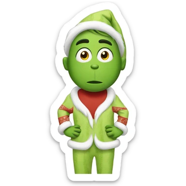 Standing emoji wearing grinch pjs sticker