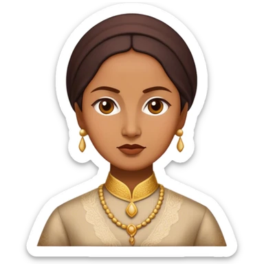 Cinematic Realistic Raden Ajeng Kartini Portrait Emoji, depicted as an inspiring Indonesian feminist icon in period attire with a thoughtful determined gaze, rendered with lifelike textures and warm empowering lighting that captures her pioneering spirit. sticker