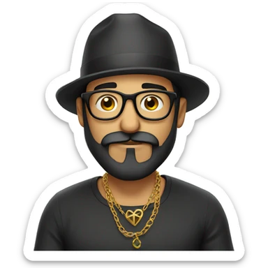 Mexican man with beard and glasses and cross necklace picking his nose sticker