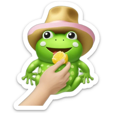 Süßer Frosch der einen Joghurtbecher in der Hand hält der Glubschaugen hat  sticker